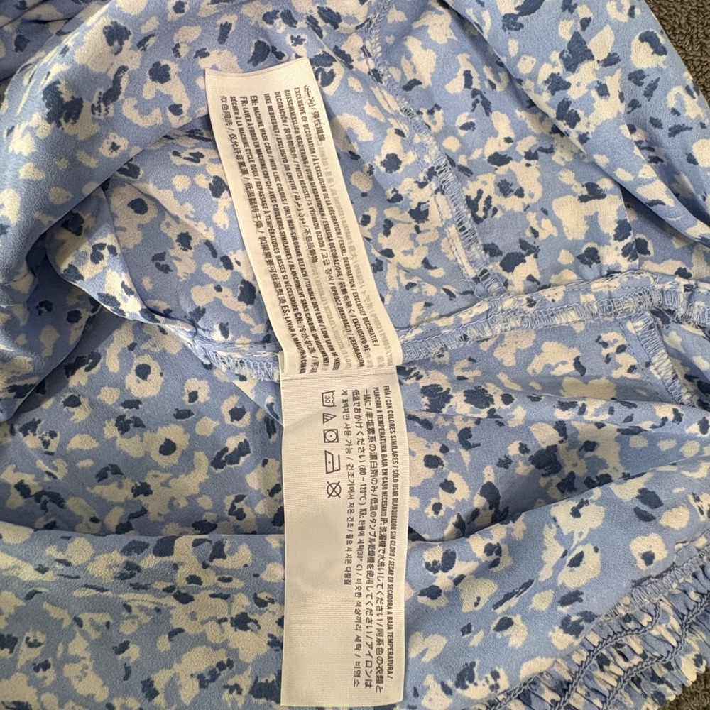Abercrombie & Fitch Blouse Womens XXL Blue Floral Twist Front Balloon Sleeve Top - Picture 7 of 10